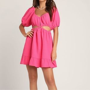 Pink Puff Sleeve Dress